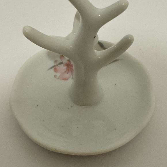 Vintage Jasco Porcelain Trinket Ring Holder Pink Gray Butterfly Floral Design - Picture 5 of 8